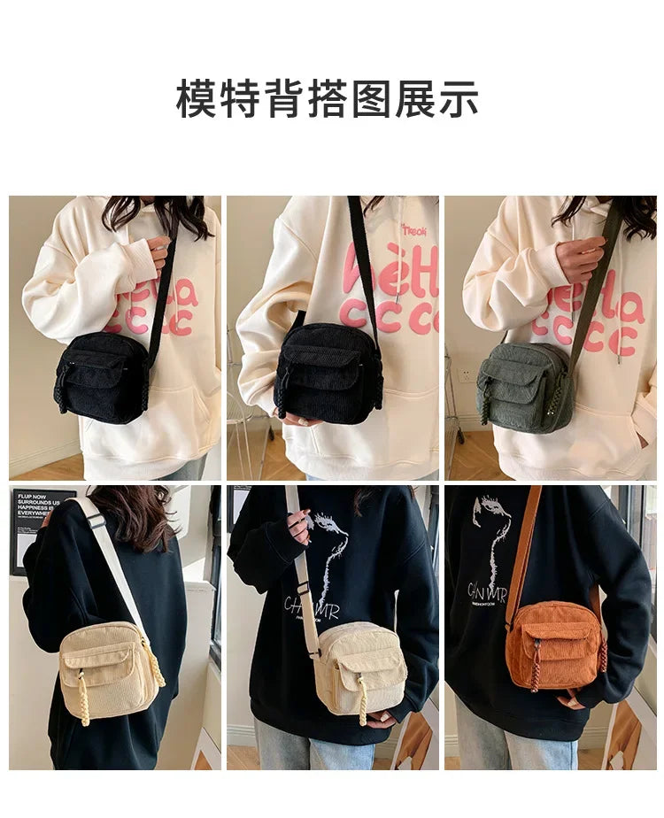 Casual Corduroy Crossbody Bag