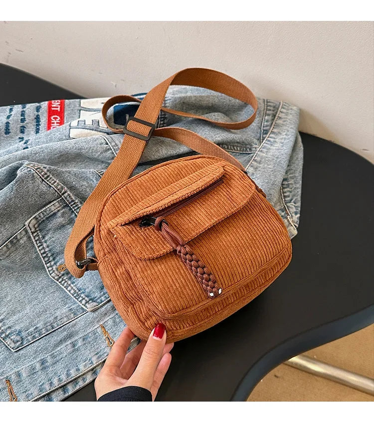Casual Corduroy Crossbody Bag