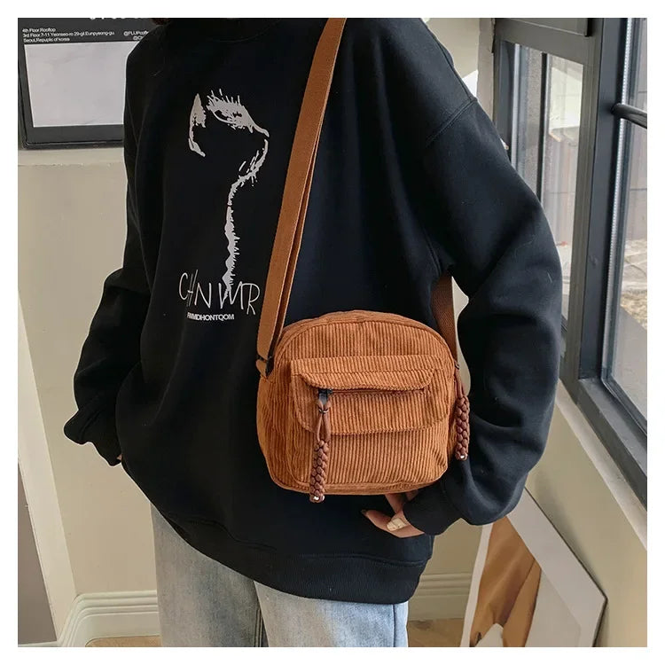 Casual Corduroy Crossbody Bag