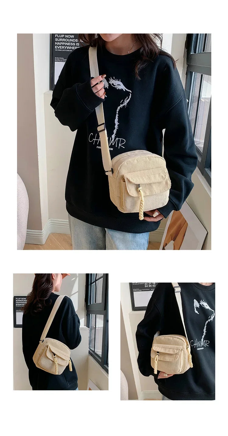Casual Corduroy Crossbody Bag