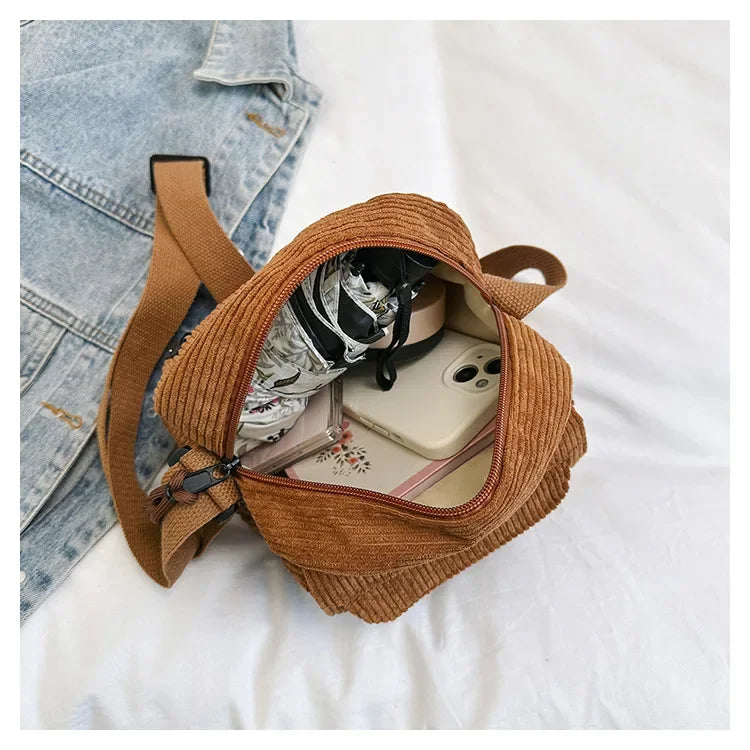 Casual Corduroy Crossbody Bag