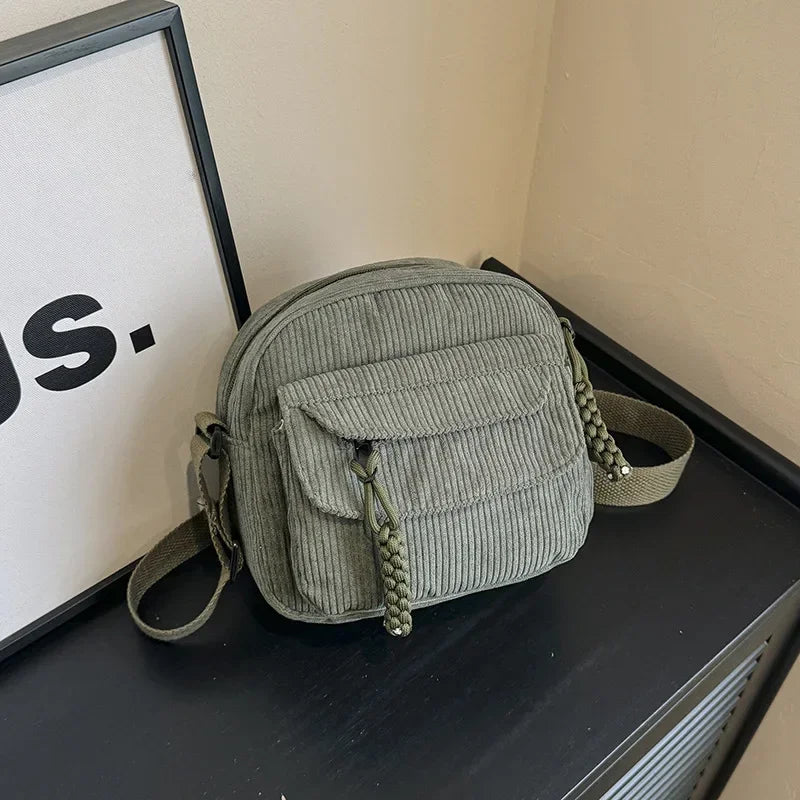 Casual Corduroy Crossbody Bag