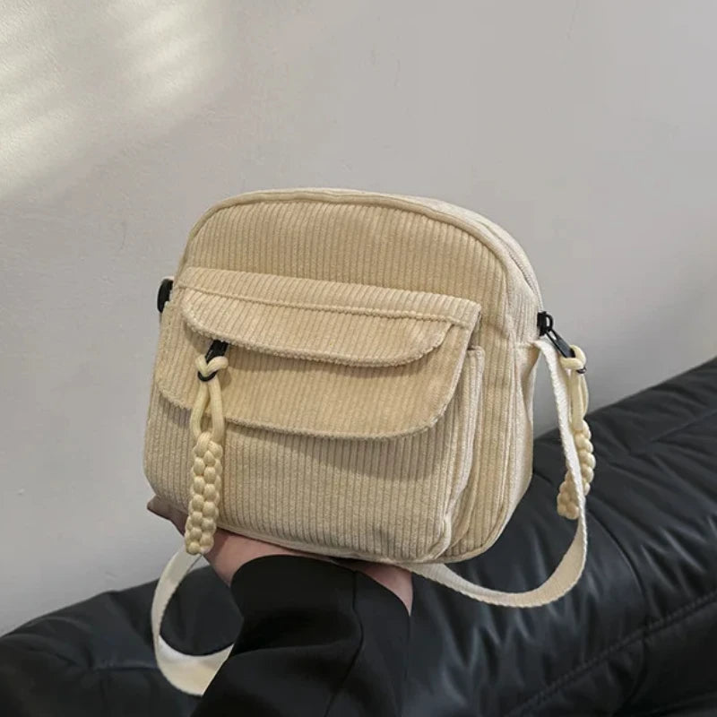 Casual Corduroy Crossbody Bag