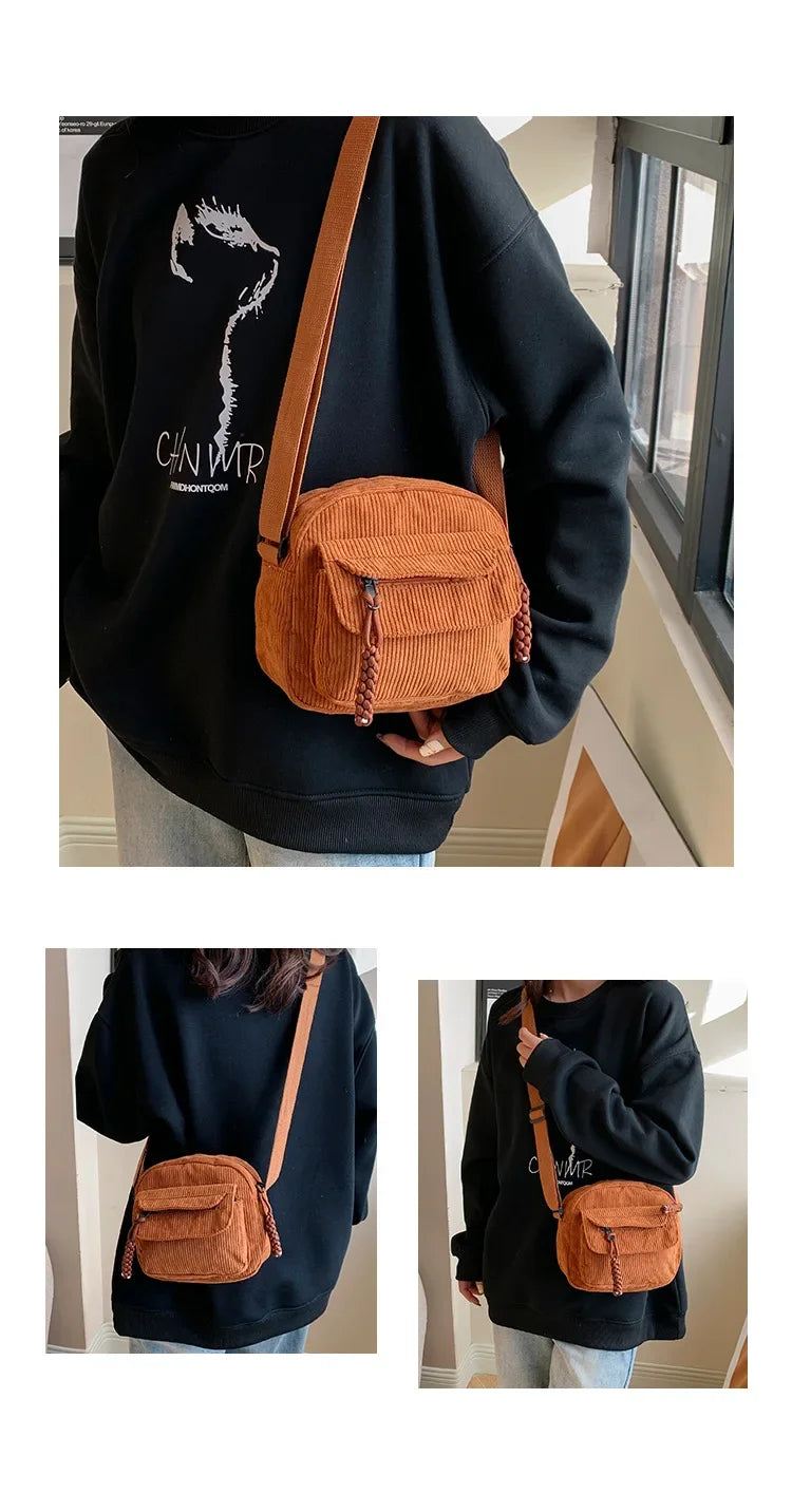 Casual Corduroy Crossbody Bag