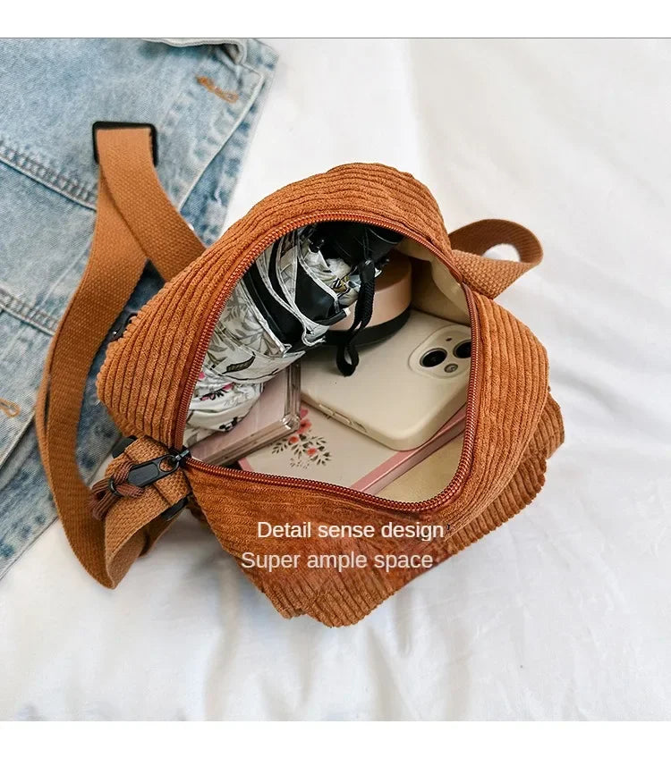 Casual Corduroy Crossbody Bag