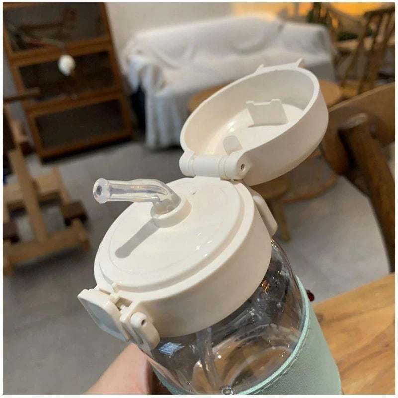 Minimalist Aesthetic Water Bottle with Straw