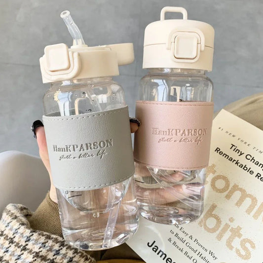 Minimalist Aesthetic Water Bottle with Straw