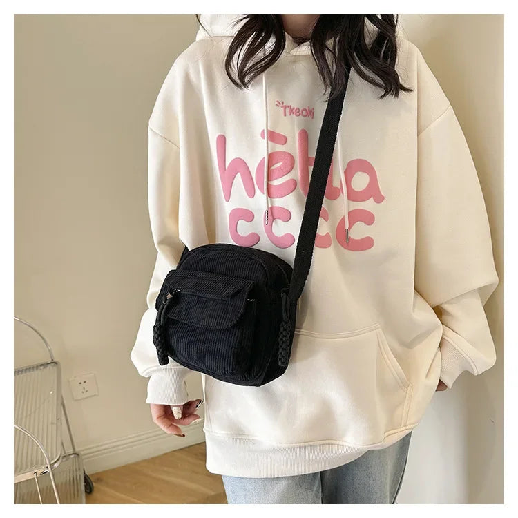 Casual Corduroy Crossbody Bag