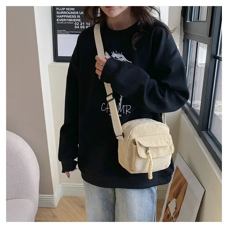 Casual Corduroy Crossbody Bag
