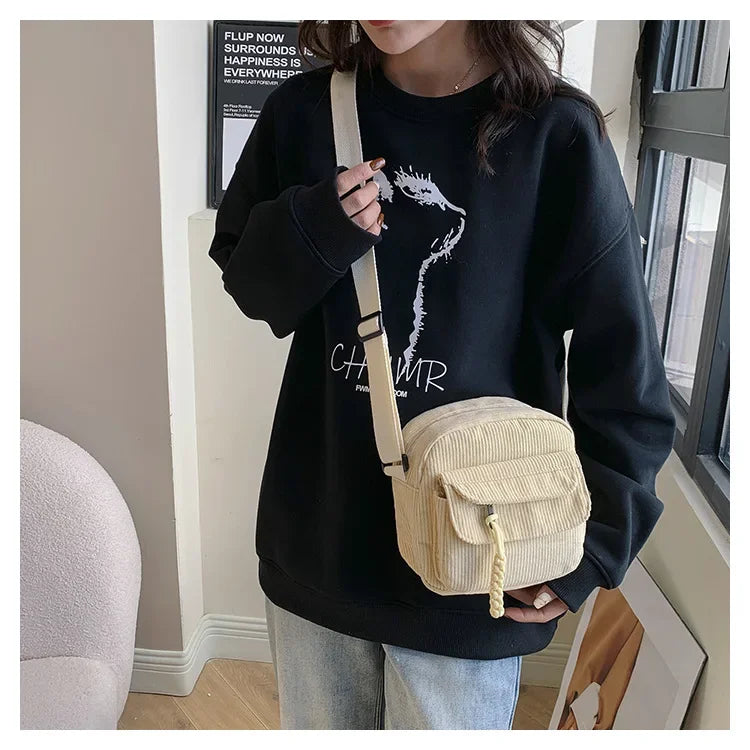 Casual Corduroy Crossbody Bag