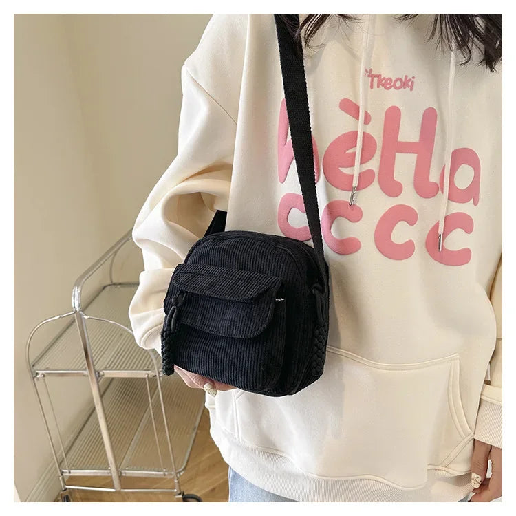 Casual Corduroy Crossbody Bag