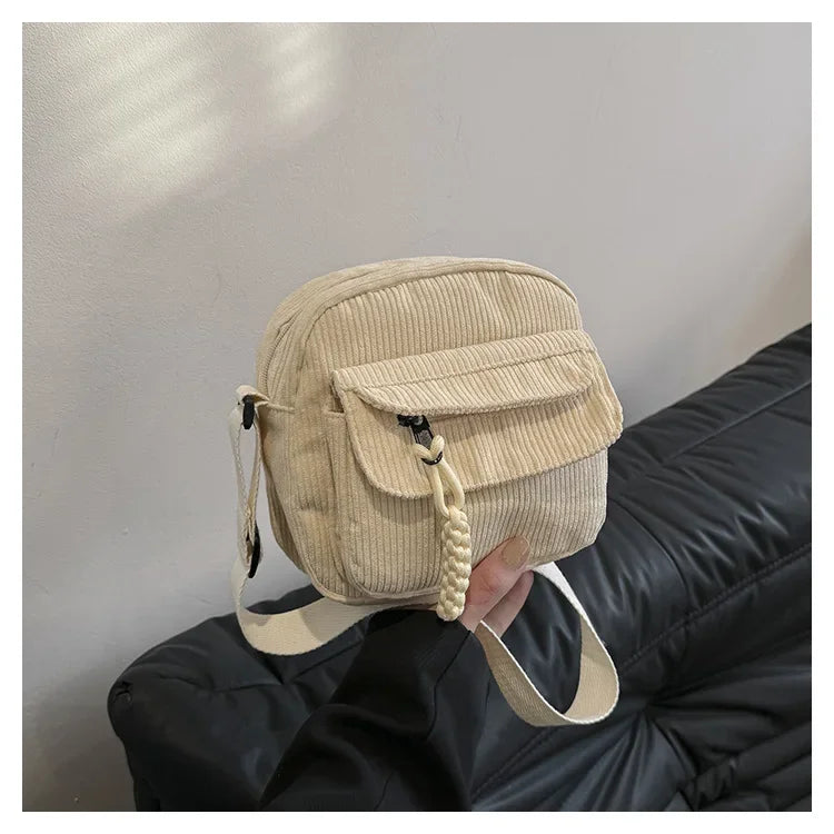 Casual Corduroy Crossbody Bag