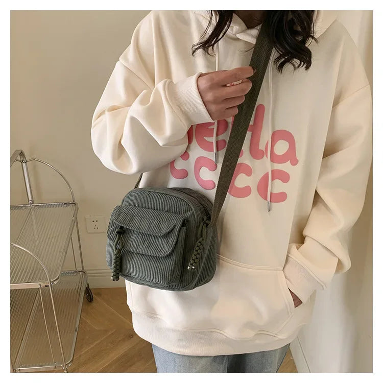 Casual Corduroy Crossbody Bag