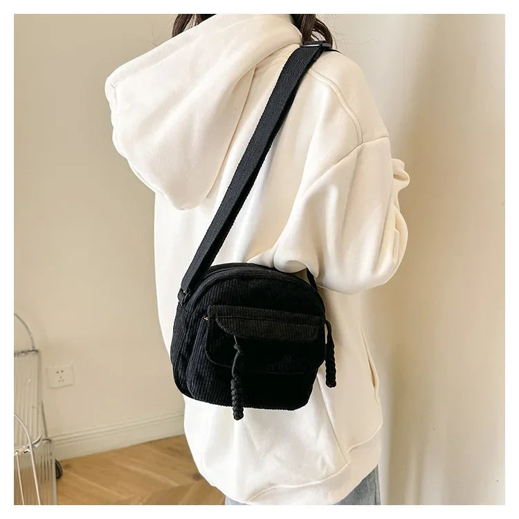 Casual Corduroy Crossbody Bag