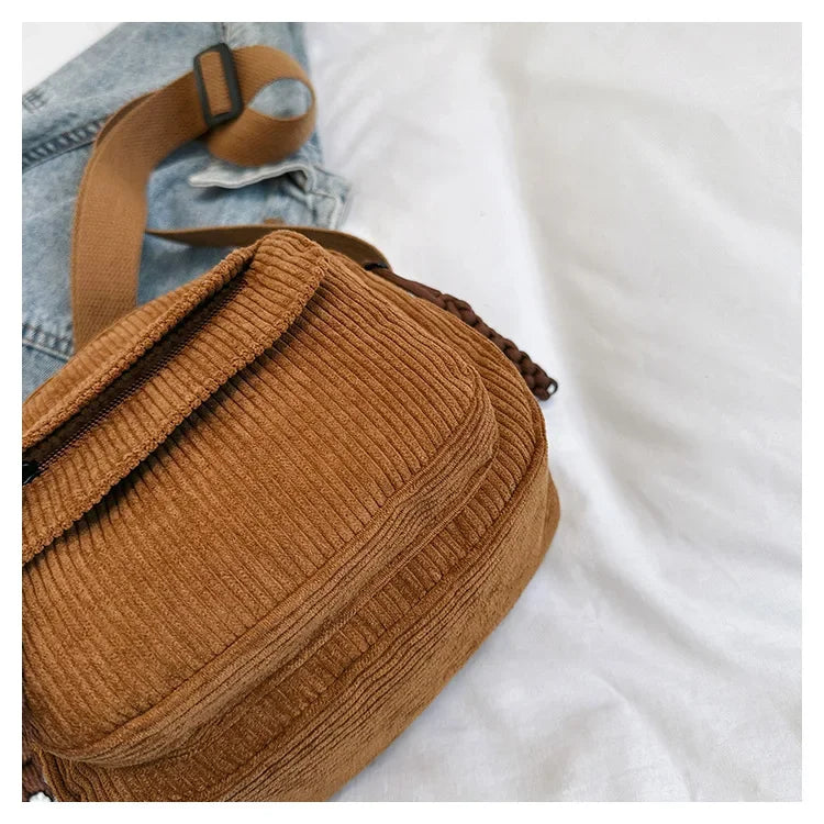 Casual Corduroy Crossbody Bag
