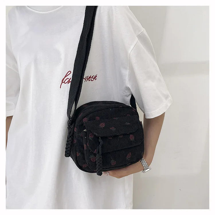 Casual Corduroy Crossbody Bag