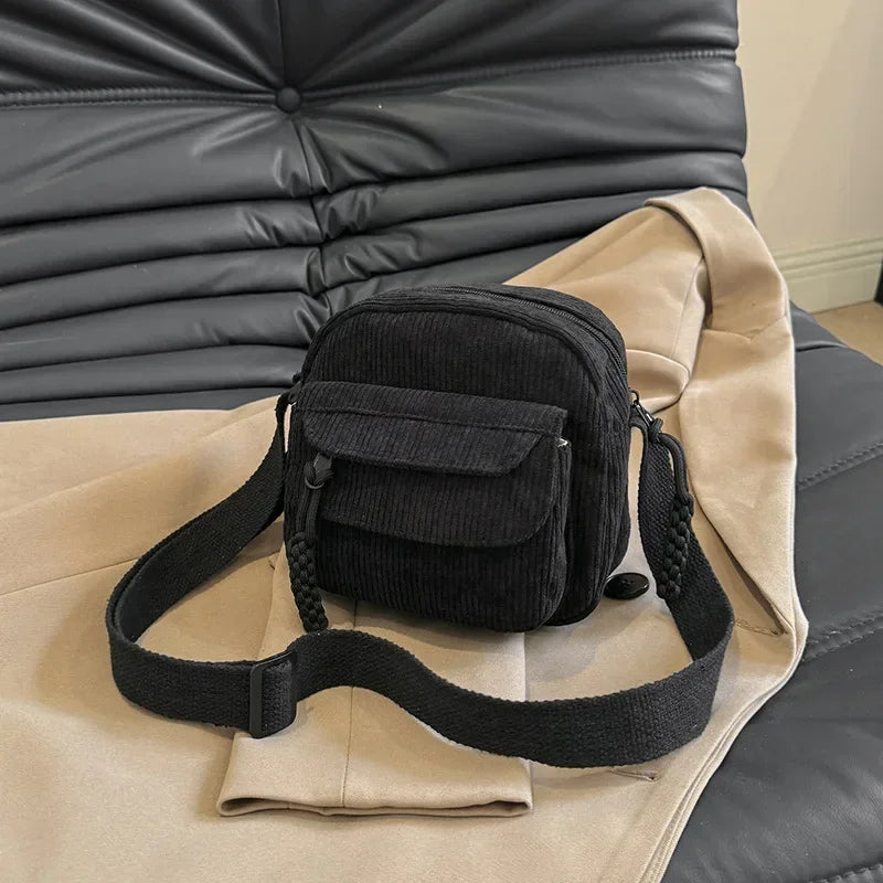 Casual Corduroy Crossbody Bag