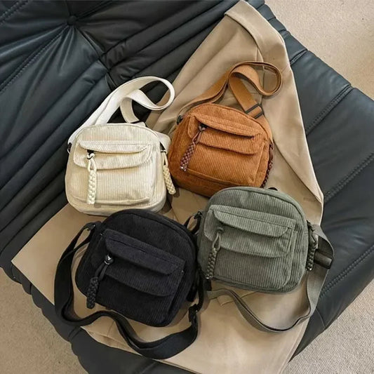 Casual Corduroy Crossbody Bag