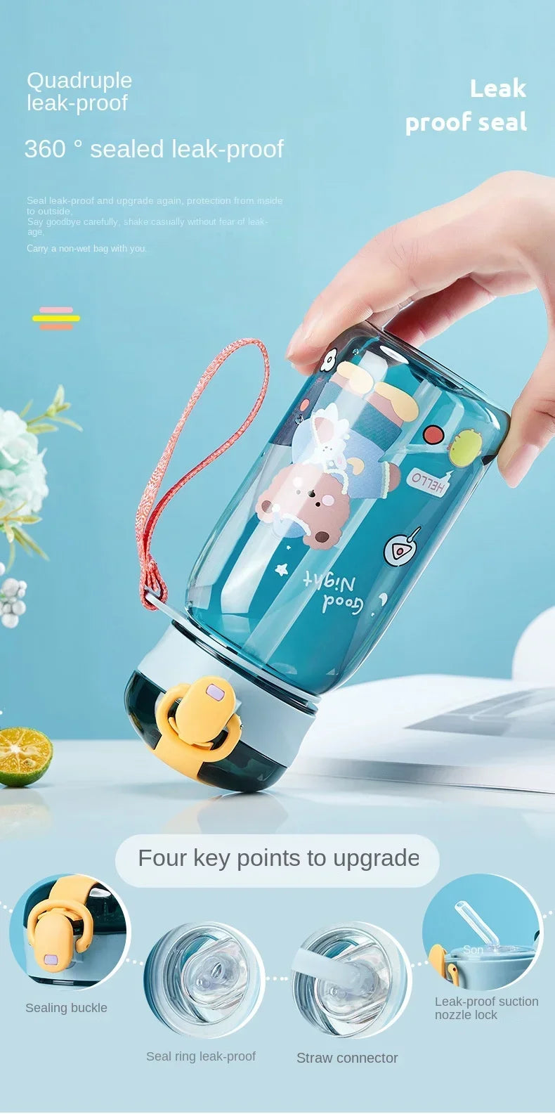 Cute Bear Kids' Water Bottle with Lock