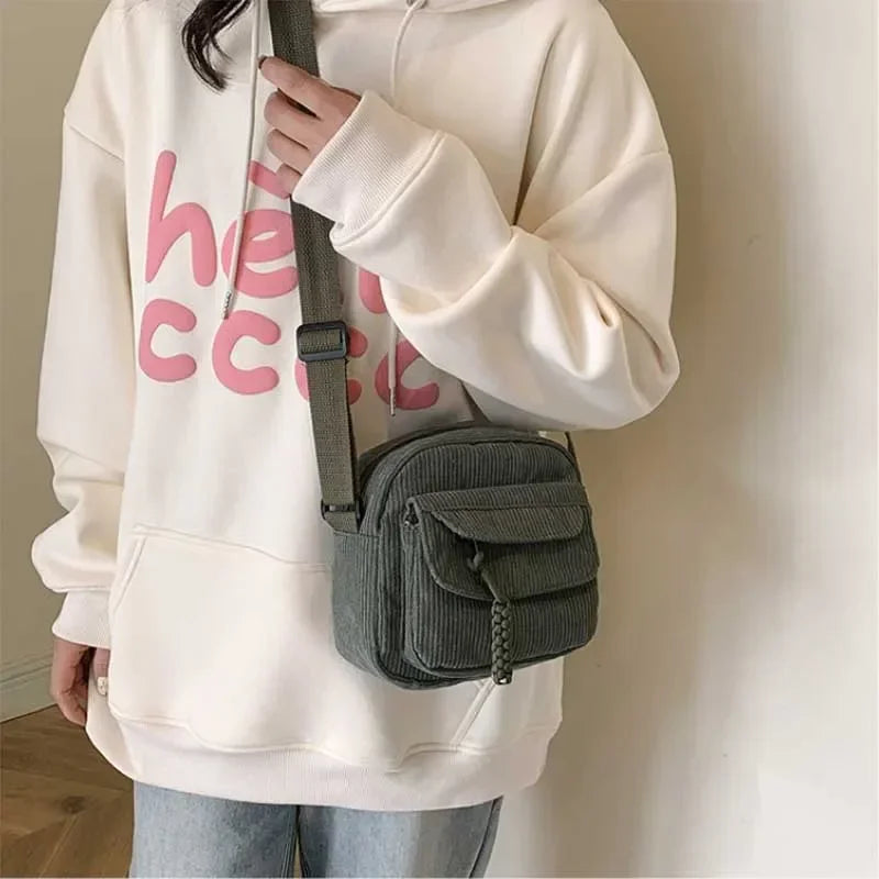 Casual Corduroy Crossbody Bag