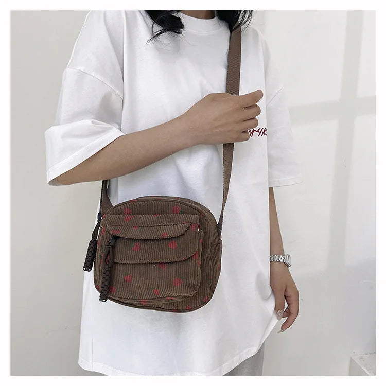 Casual Corduroy Crossbody Bag