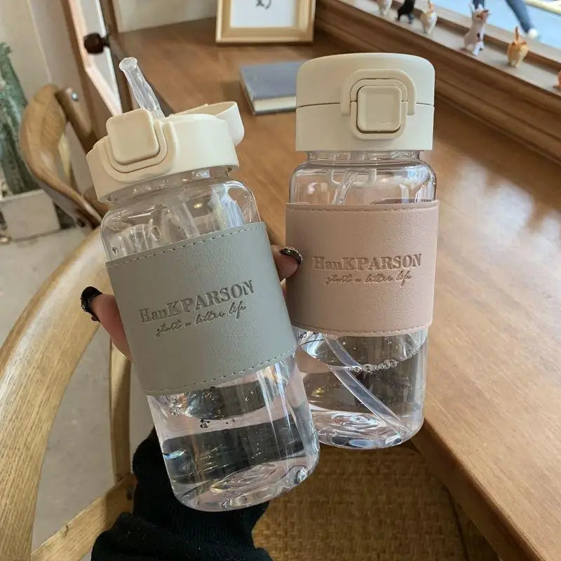 Minimalist Aesthetic Water Bottle with Straw