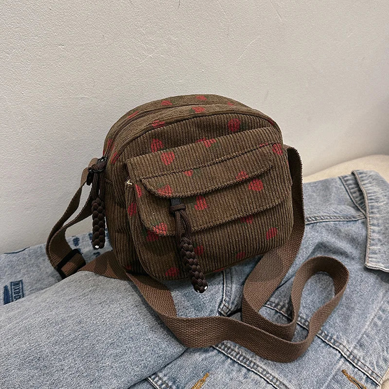 Casual Corduroy Crossbody Bag