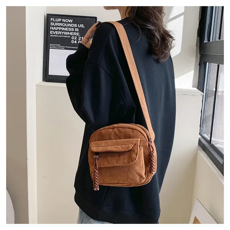 Casual Corduroy Crossbody Bag