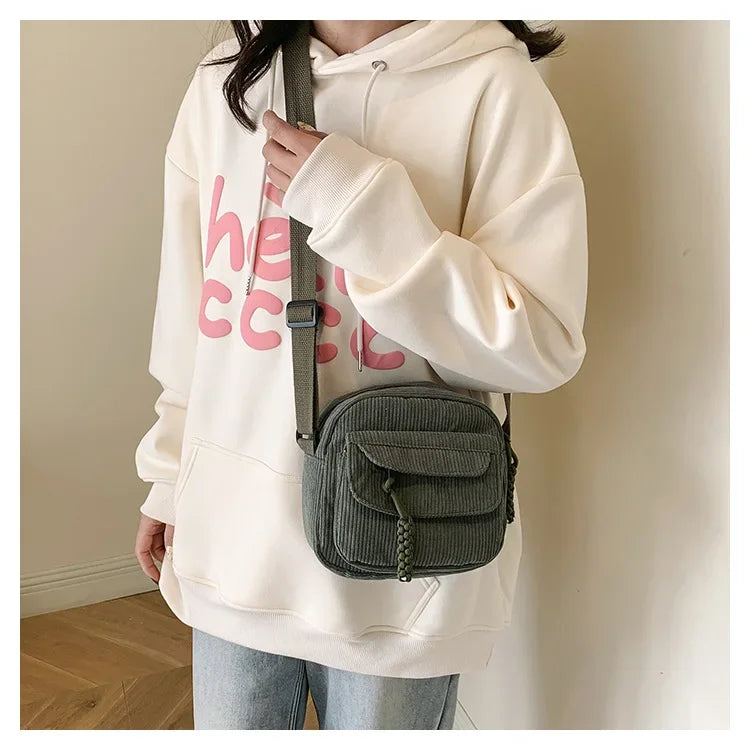 Casual Corduroy Crossbody Bag