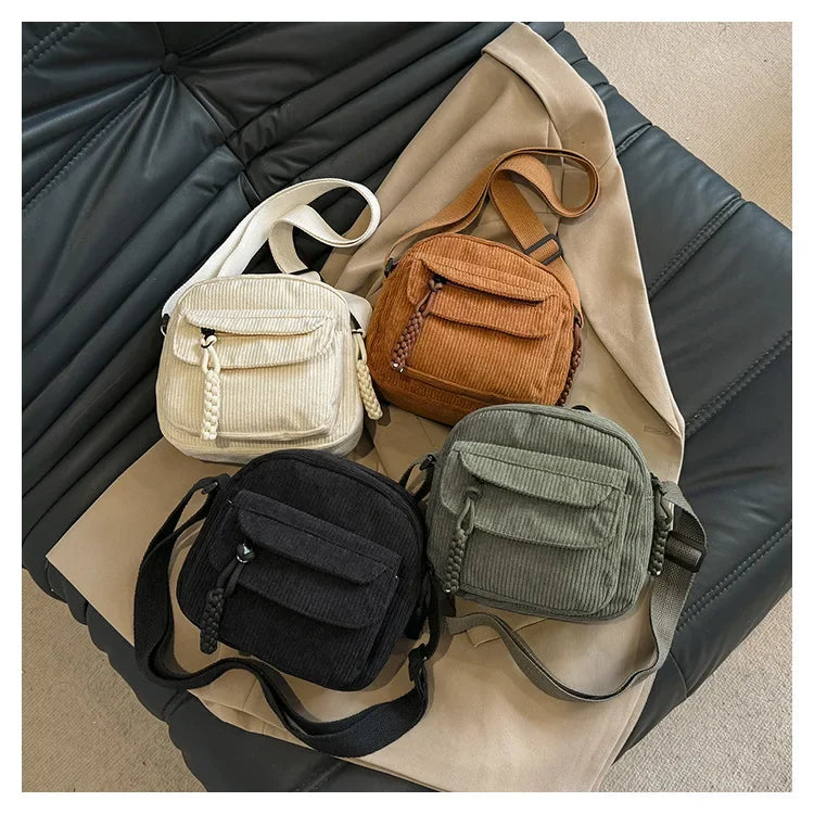 Casual Corduroy Crossbody Bag