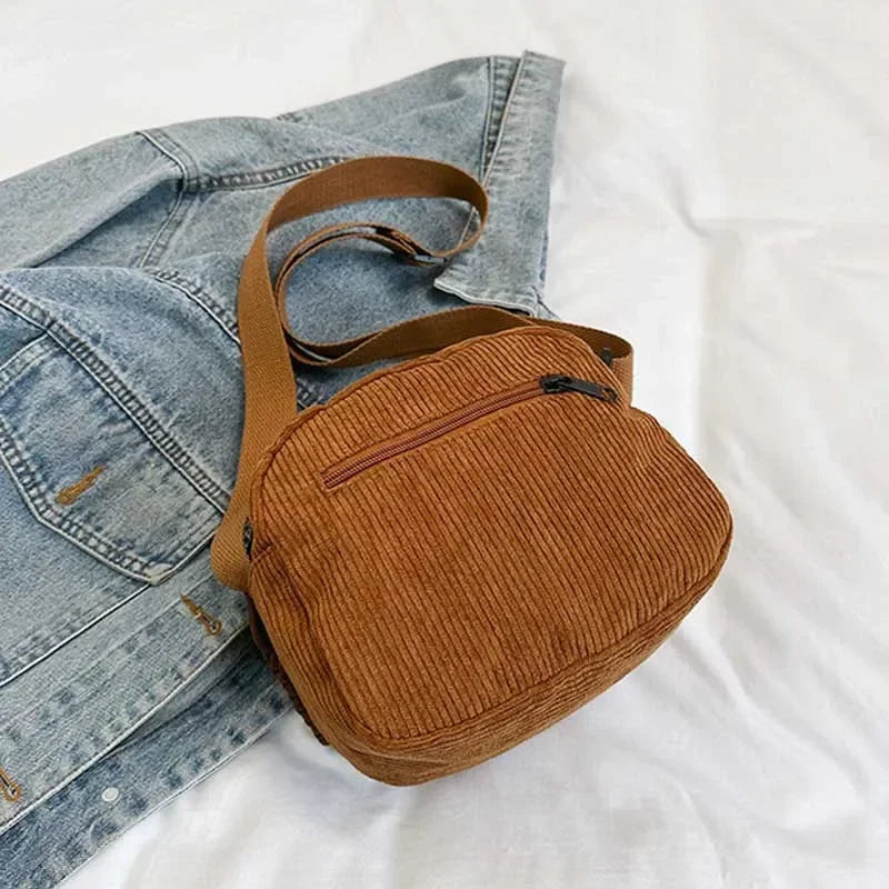 Casual Corduroy Crossbody Bag
