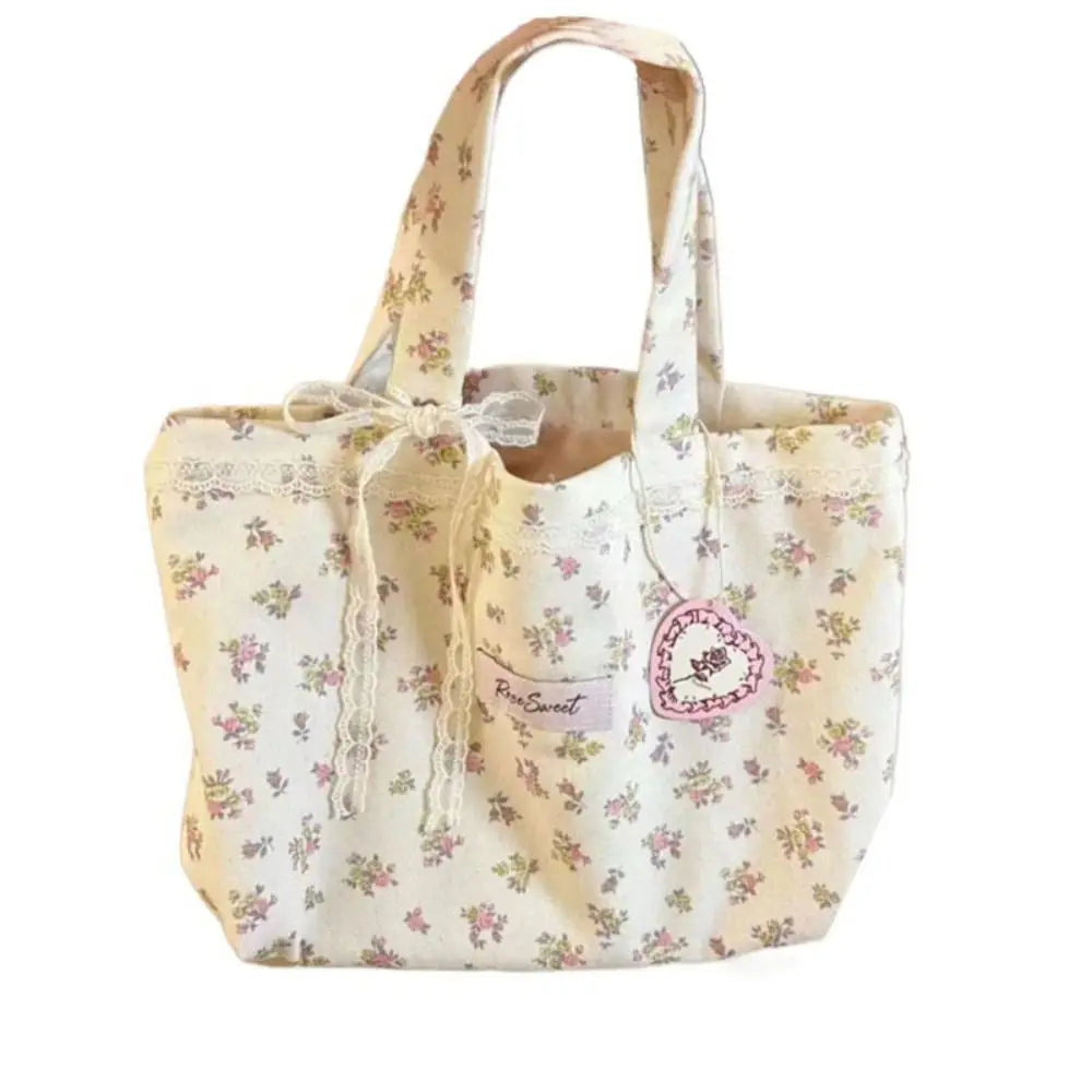 Dainty Floral Bow Tote Bag