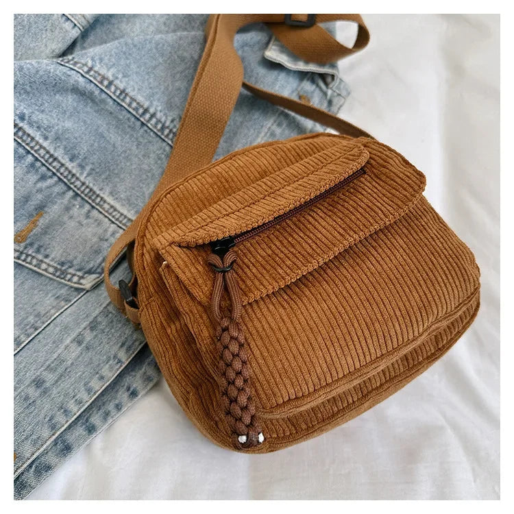 Casual Corduroy Crossbody Bag
