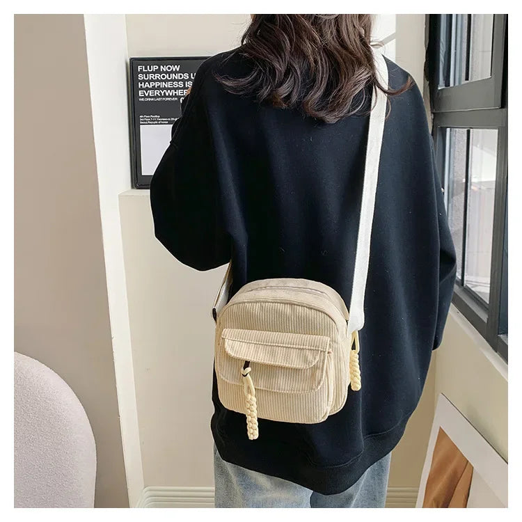 Casual Corduroy Crossbody Bag