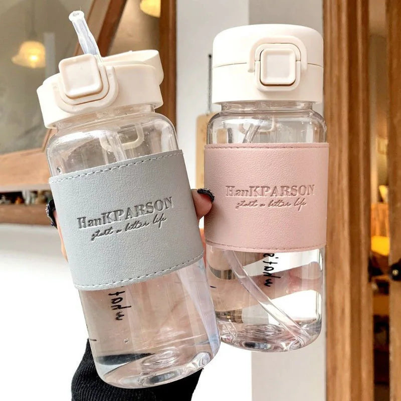 Minimalist Aesthetic Water Bottle with Straw