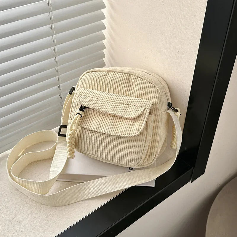 Casual Corduroy Crossbody Bag