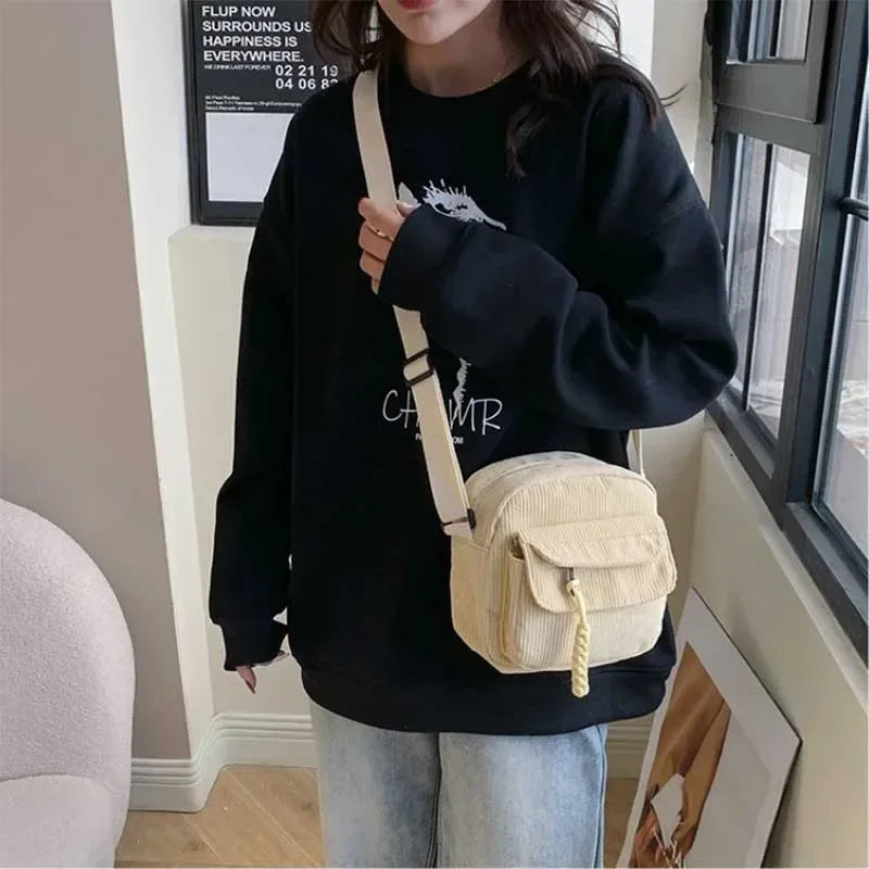 Casual Corduroy Crossbody Bag
