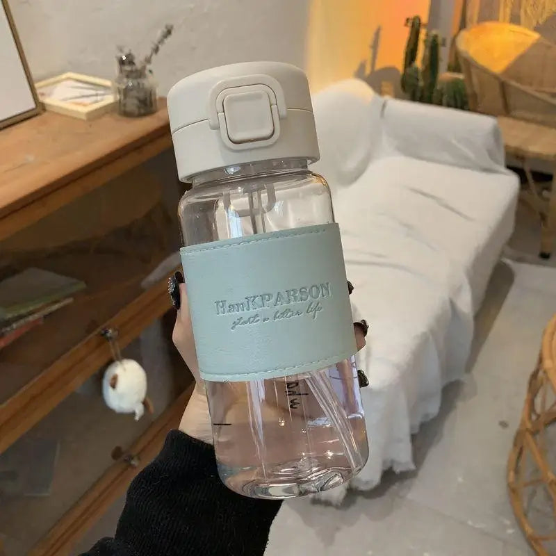 Minimalist Aesthetic Water Bottle with Straw