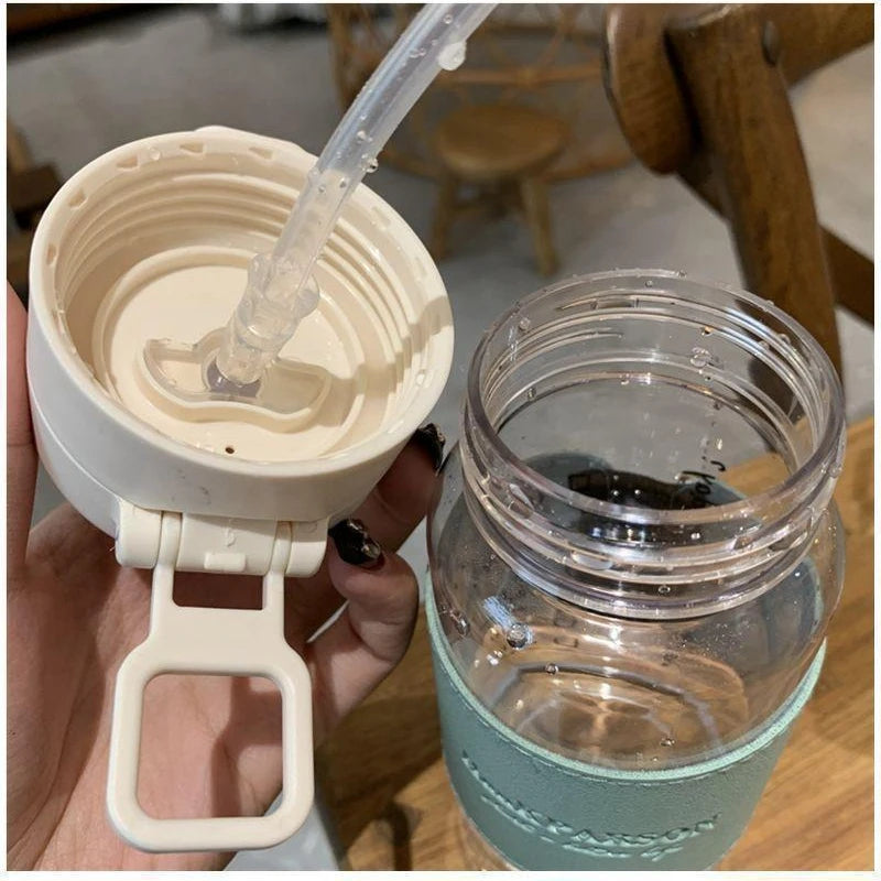 Minimalist Aesthetic Water Bottle with Straw