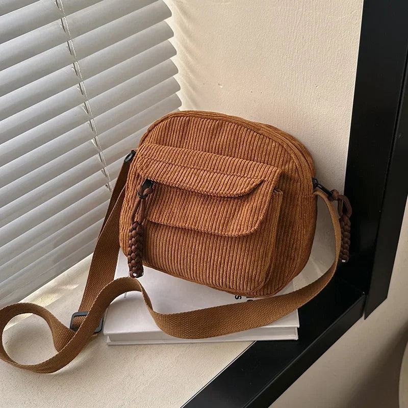 Casual Corduroy Crossbody Bag
