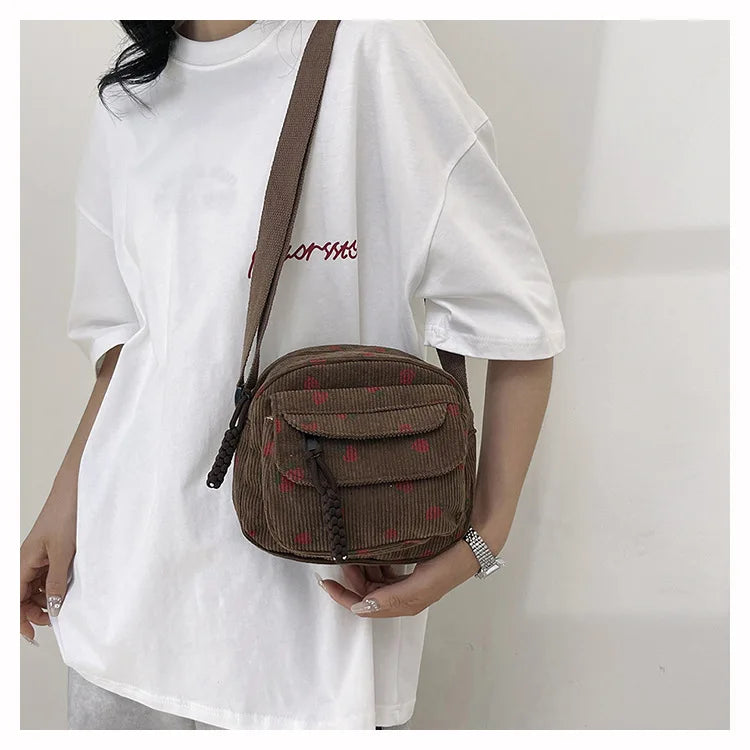 Casual Corduroy Crossbody Bag