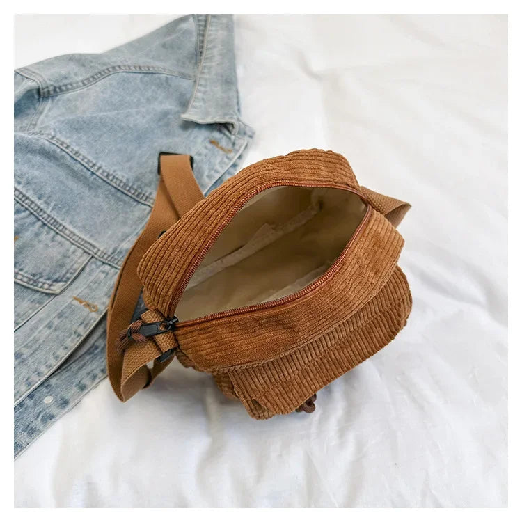 Casual Corduroy Crossbody Bag