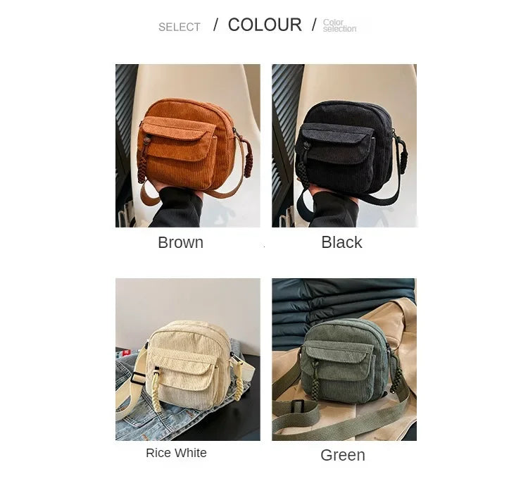 Casual Corduroy Crossbody Bag