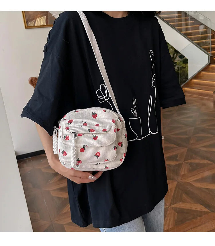 Casual Corduroy Crossbody Bag
