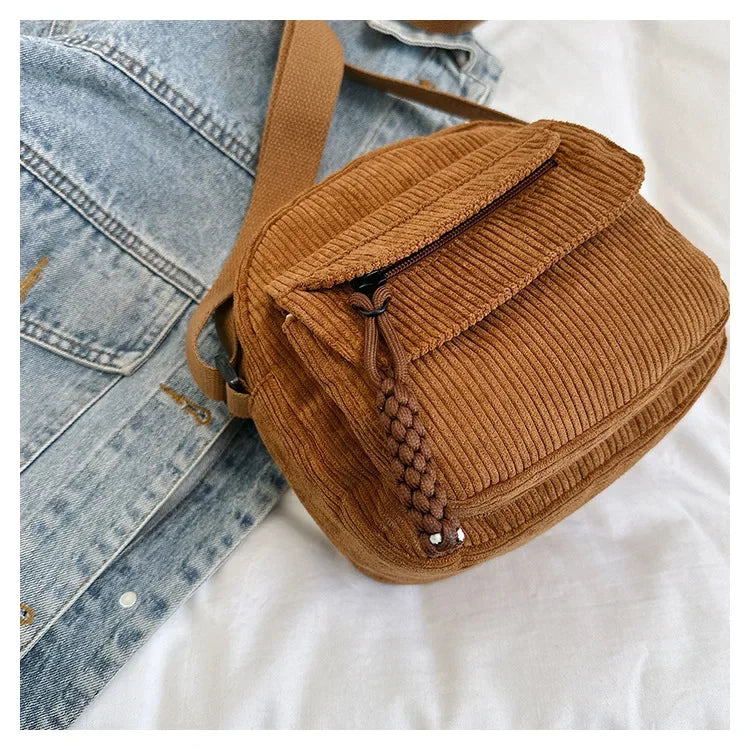Casual Corduroy Crossbody Bag