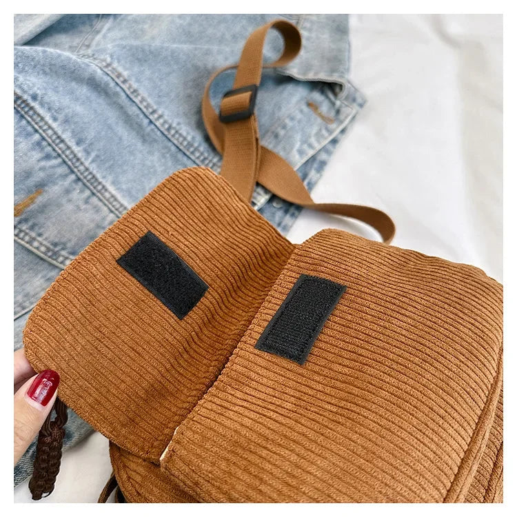 Casual Corduroy Crossbody Bag