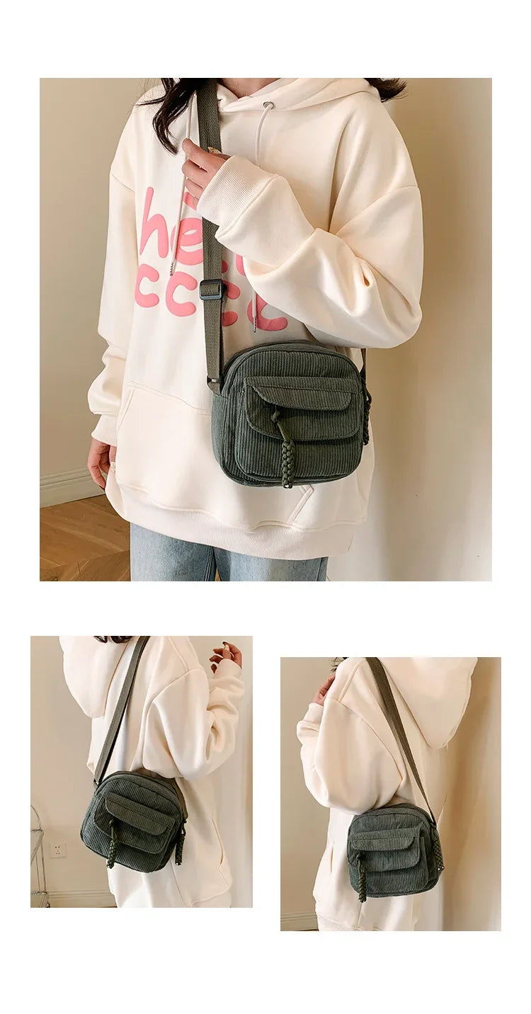 Casual Corduroy Crossbody Bag