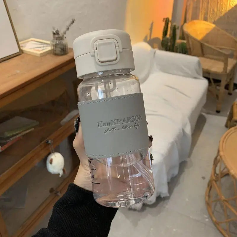 Minimalist Aesthetic Water Bottle with Straw