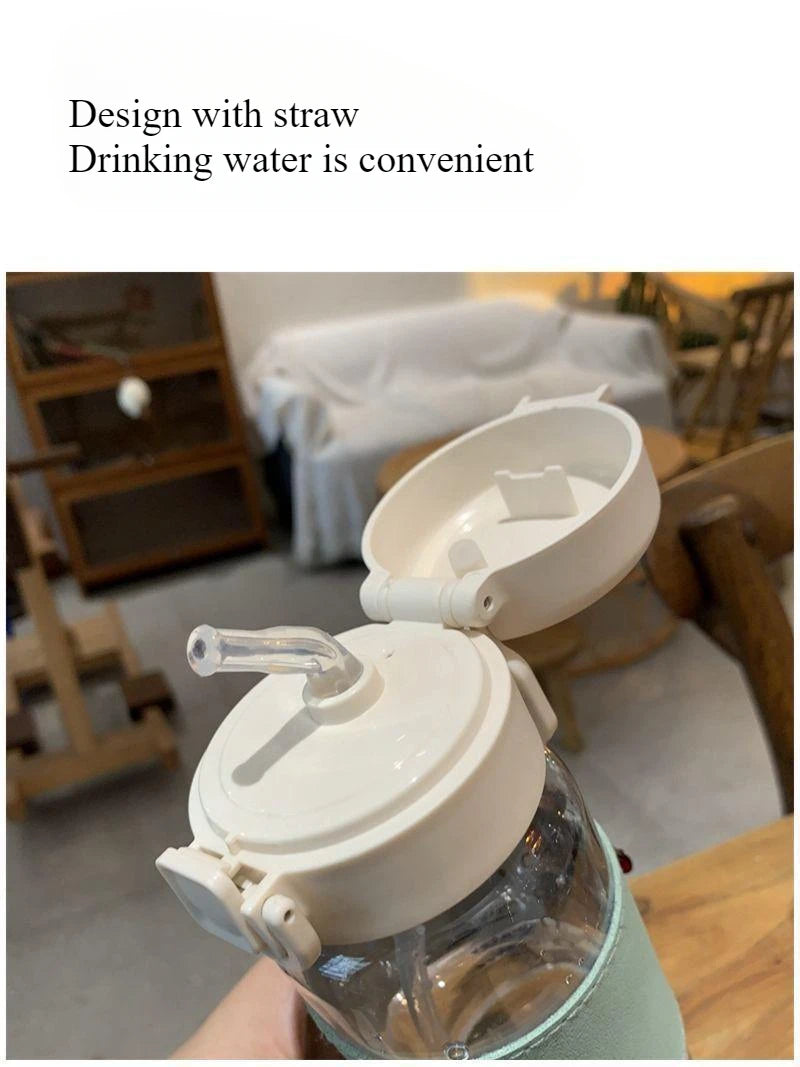 Minimalist Aesthetic Water Bottle with Straw