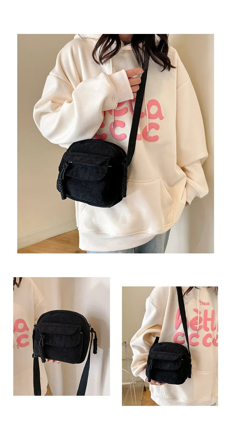 Casual Corduroy Crossbody Bag